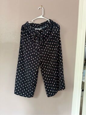 Zara Black Shorts with Pink Polka Dot Tie Waist
